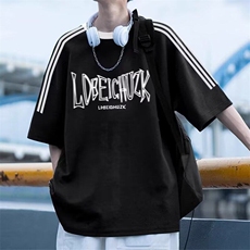 网络图现货美式潮牌高街设计感重磅三条杠印花短袖t恤JBG701-P35，男装T恤，星座715-7