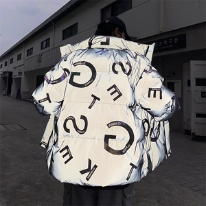 2024新款棉衣男冬季加厚立领炸街反光棉服男外套港风学生棉袄P115图片