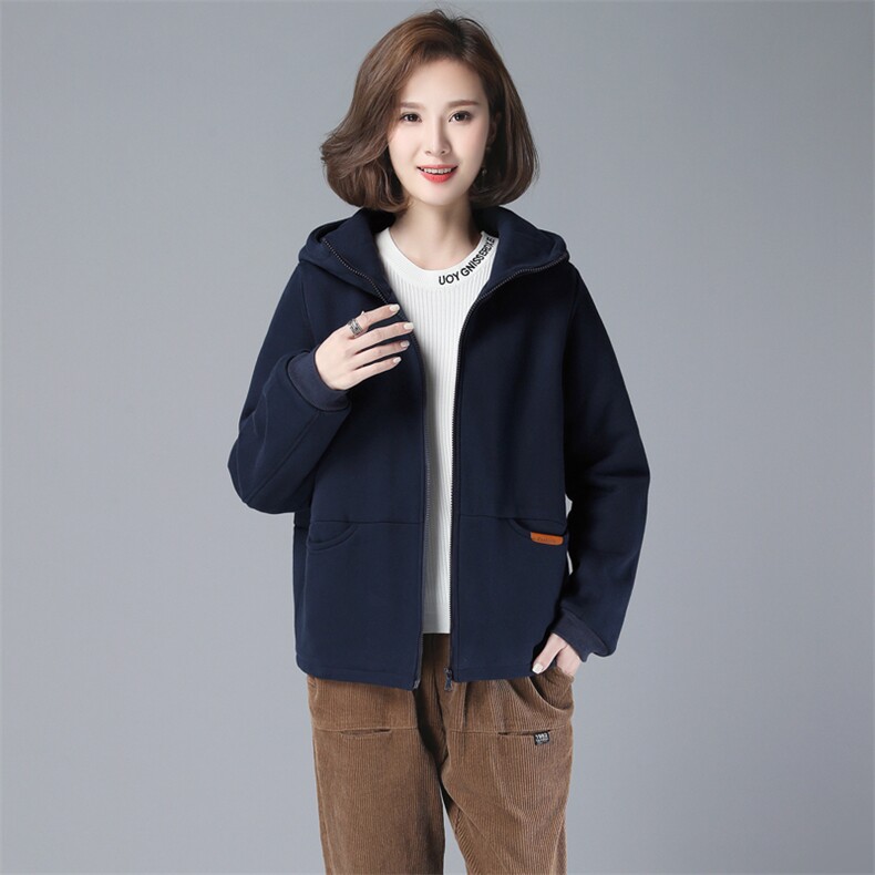 妈妈加绒卫衣外套中老年秋冬季2024新款棉衣洋气棉服女小棉袄,女装卫衣/绒衫,鑫鑫格