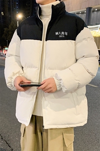华人青年港风直播抖音得物品质宽松加厚撞色棉衣外套M1405P68图片