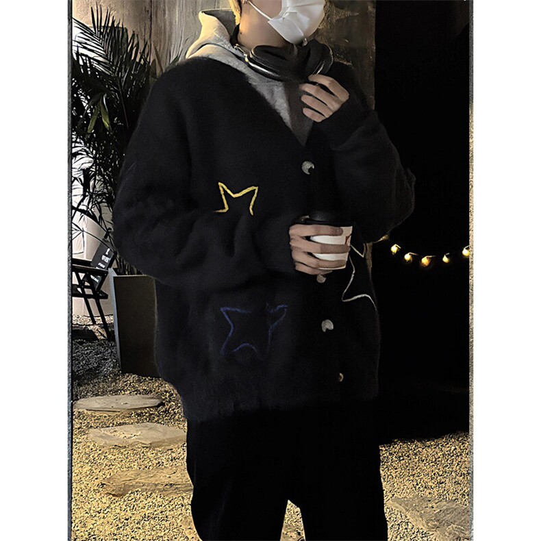 美式复古星星绣花开衫毛衣潮流百搭上衣外套MY734特P63,男装针织衫/毛衣,星座908-1