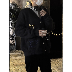 美式复古星星绣花开衫毛衣潮流百搭上衣外套 MY734 特P63图片