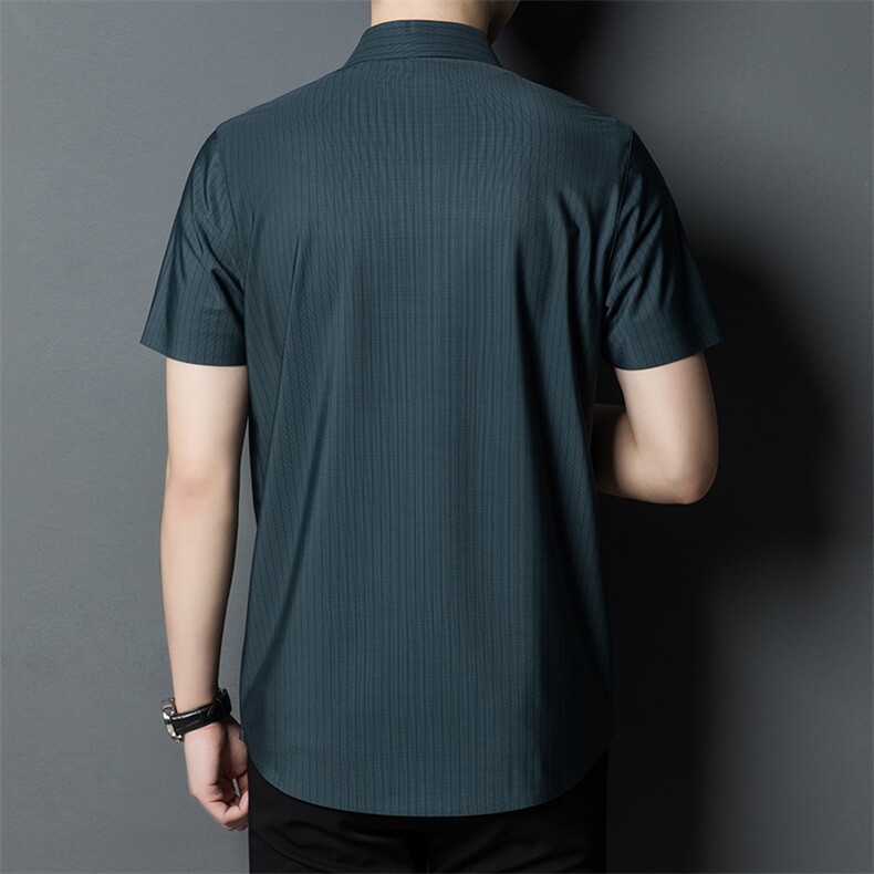 AFxj2108钱塘2020-3夏季时尚无痕竖条纹短袖衬衫高品质P115,男装衬衫,钱塘207-3