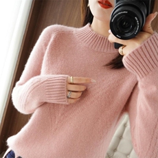 秋季高领羊毛衫女加厚新款毛衣宽松大码针织套头羊绒打底衫特清仓，女装羊毛衫，琳华羊绒