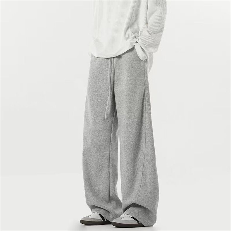 水洗灰美式复古卫裤男款垂感cleanfit弯刀裤子高腰直筒宽松微喇裤，男装休闲裤，星座208-5