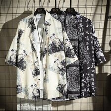 CS07--P45夏季大码休闲男士冰丝衬衫男宽松个性印花外套男，男装衬衫，电商B369（原A024）
