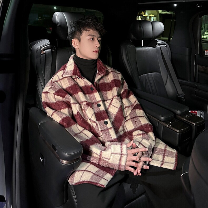 春装经典格子休闲男大百搭衬衫夹克A071-L24-P75，男装夹克，电商A071