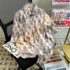 涂鸦衬衫男短袖韩版潮流高街帅百搭2024秋夏ins宽松外套CY959-P31，男装衬衫，星座412-3