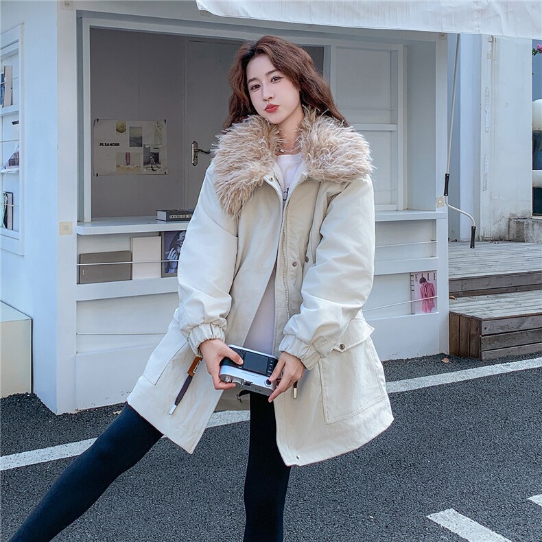 2C085-Q117P235K345主推款中长款大翻领派克羊羔毛外套风衣,女装派克服,2C085