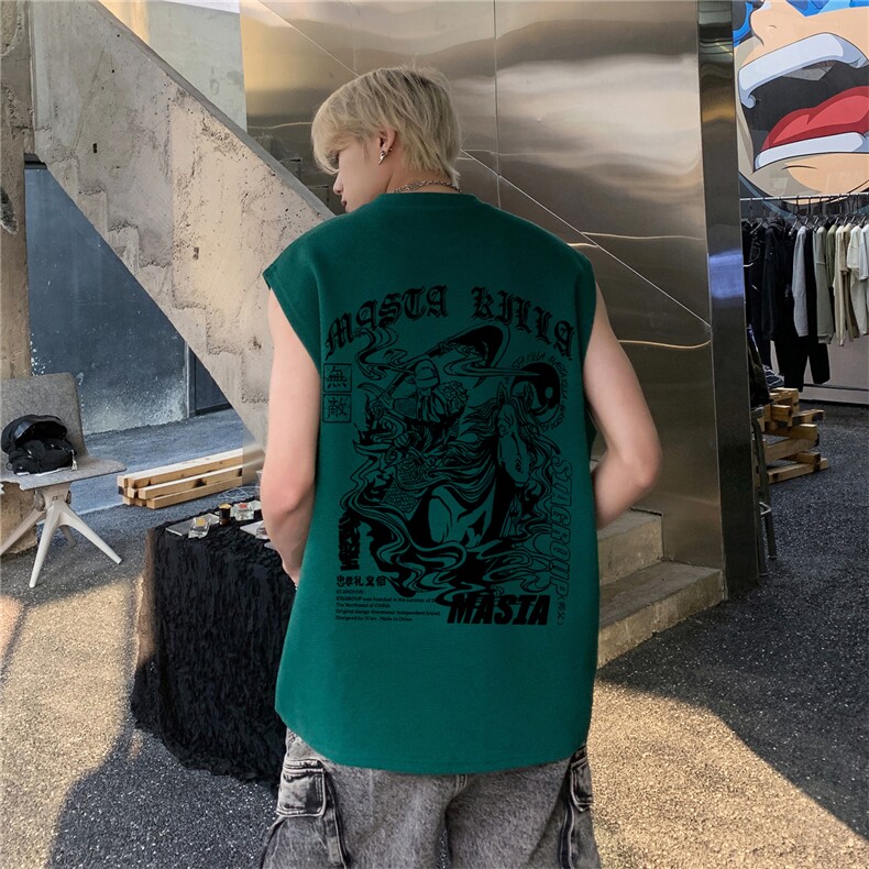 华夫格背心直播高品质重磅220克关公印花HB739-P25控38,男装背心/马甲,星座508（原C305）