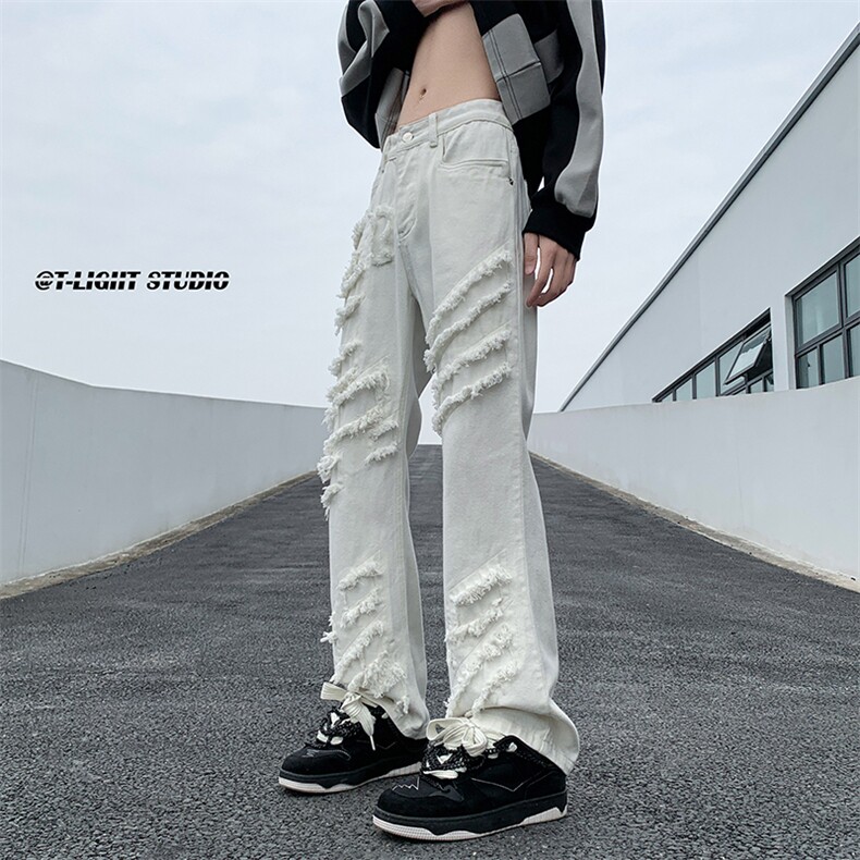 B221 美式ins高街暗黑小众情侣个性款休闲牛仔裤 LK23051-P65控88图片