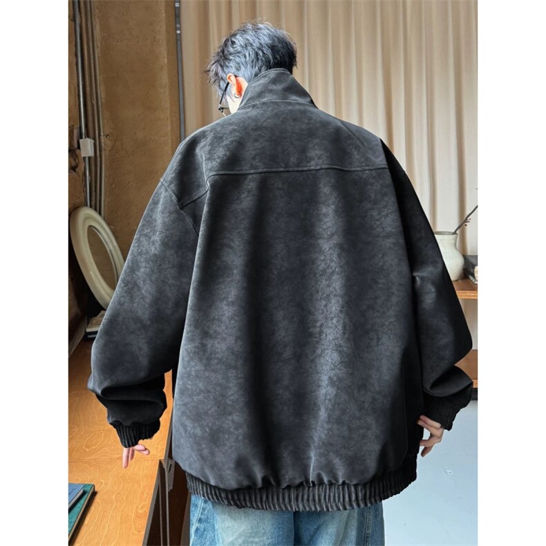 1506-1/JJ5301高品质/P88复古扎染立领PU皮衣外套男装美式高级感,男装皮衣,星座1506-1