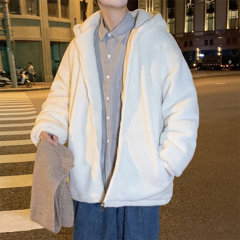 M9017P98港风外景休闲连帽纯色百搭羊羔毛外套学生棉衣情侣冬,男装棉衣,电商A026-1