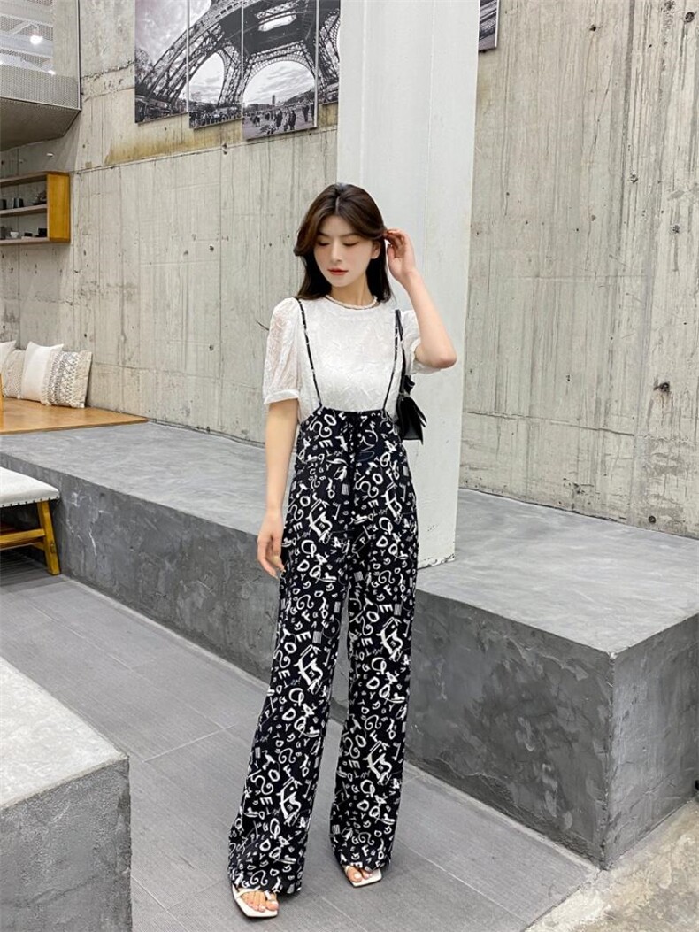 YCJ吊带直筒长裤雪纺面料，女装背心吊带，YCJ