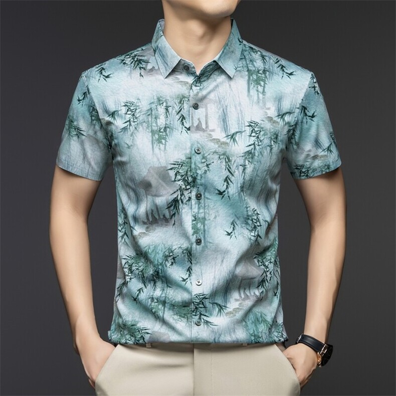 G9908夏季男士短袖衬衫青年休闲绅士修身衬衣免烫商务图片