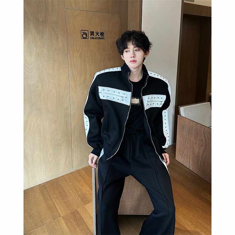 现货！25春季运动休闲套装铆钉重工垫肩重磅套装衣服p128 裤子p88图片