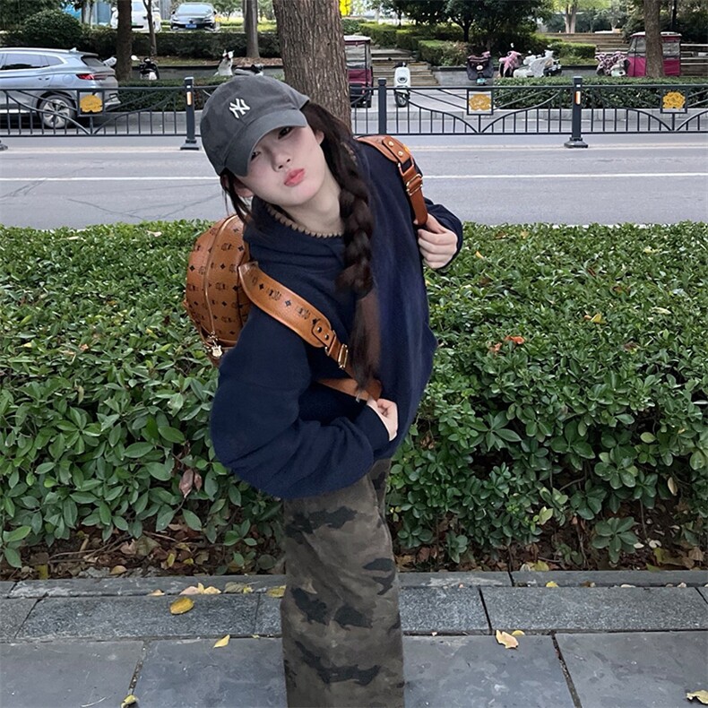 抖音得物高品质二开25秋冬美式重磅宽松纯色连帽贝壳刺绣卫衣W63,男装卫衣,电商A486-1