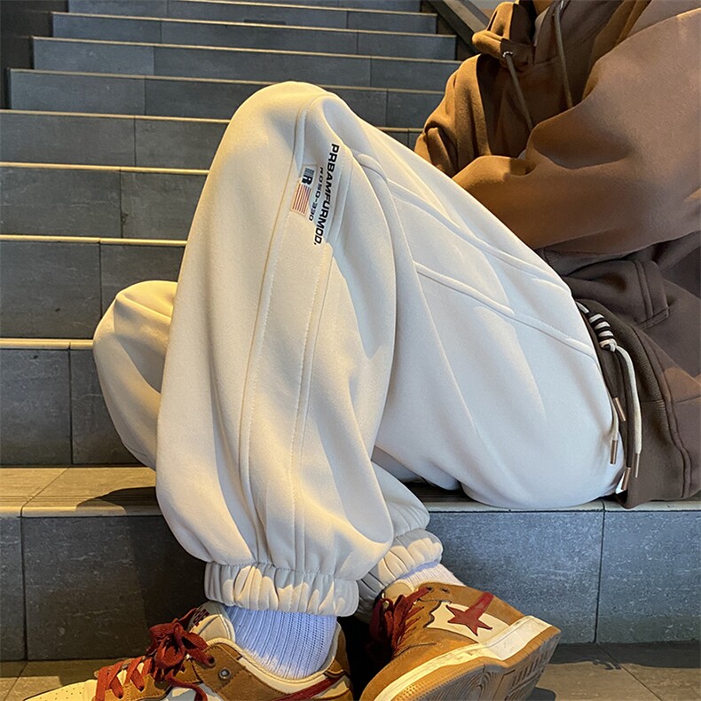 加绒加厚休闲运动卫裤男美式针织束脚裤715-6-BX11P55（控78）,男装休闲裤,星座715-6