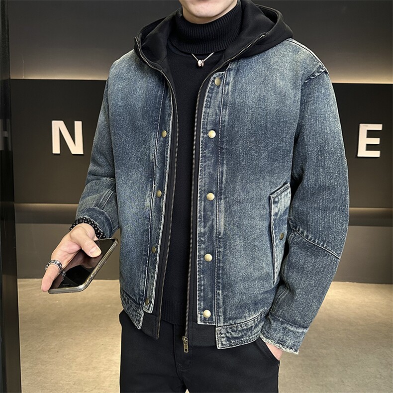 标50白鸭绒假两件牛仔面料羽绒服男宽松版B317-Y789-P258,男装羽绒服,电商B317