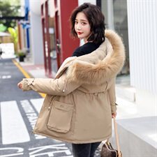 羽绒棉服女中长款2020年冬新款韩版宽松连帽时尚棉袄棉衣外套派克服，女装派克服，瑶迪依秀