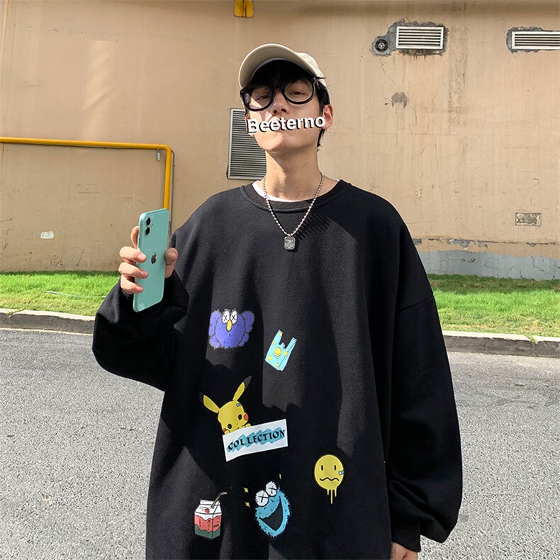 S6079-P35春季圆领卫衣男大码韩版宽松长袖外套男,男装卫衣,电商A040