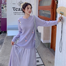 春夏秋长袖宽松型文艺风毛针织衫女装时尚秋装开衫，女装套装/套裙，浙宝305