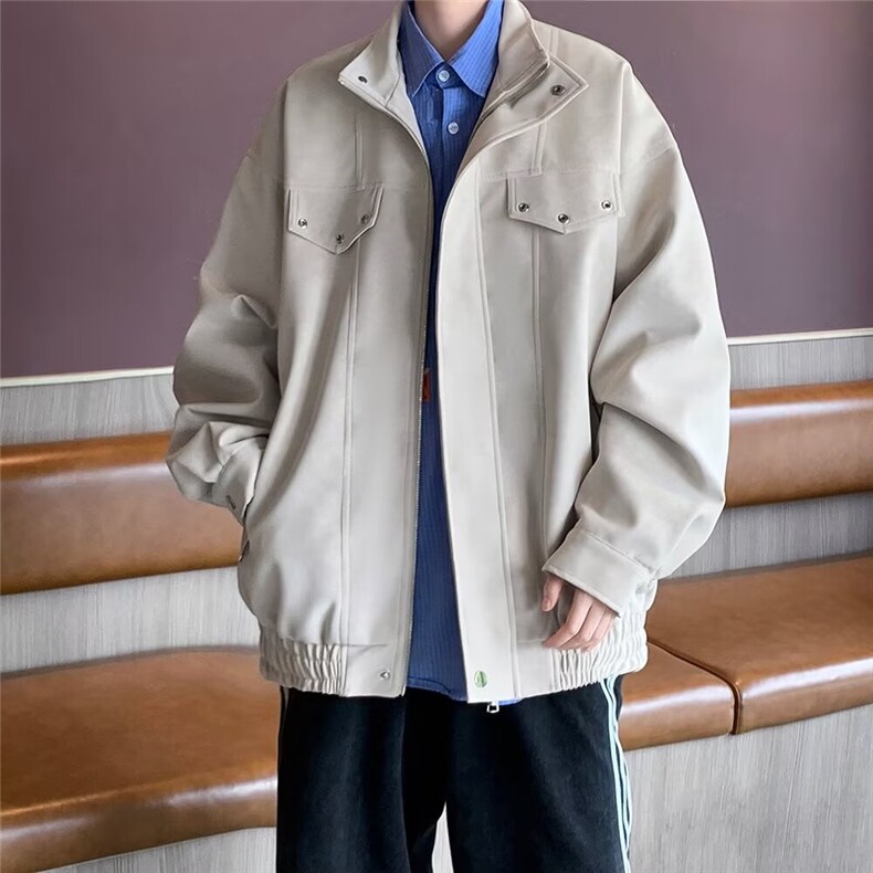 2025高级感复古机车服男秋冬皮衣女立领pu皮外套潮立领夹克,男装夹克,星座506A