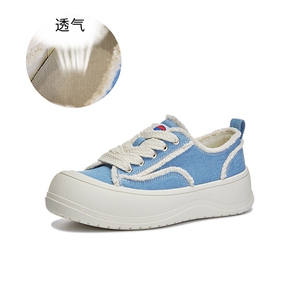 帆布鞋小白鞋女2024春季新款圆头系带休闲鞋时尚百搭学院风女鞋潮图片
