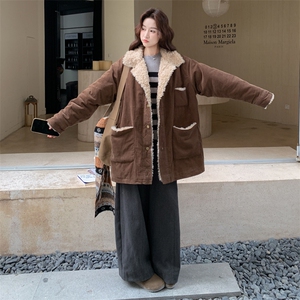 【现】【货】咖色羊羔毛拼接加厚灯芯绒外套2C158-6023-P190-K288图片