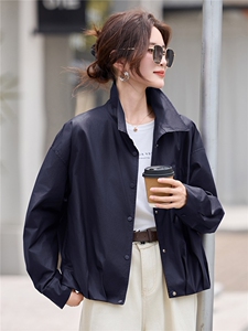 休闲翻领衬衫式薄外套女2025秋新款高级感宽松百搭小个子夹克上衣图片