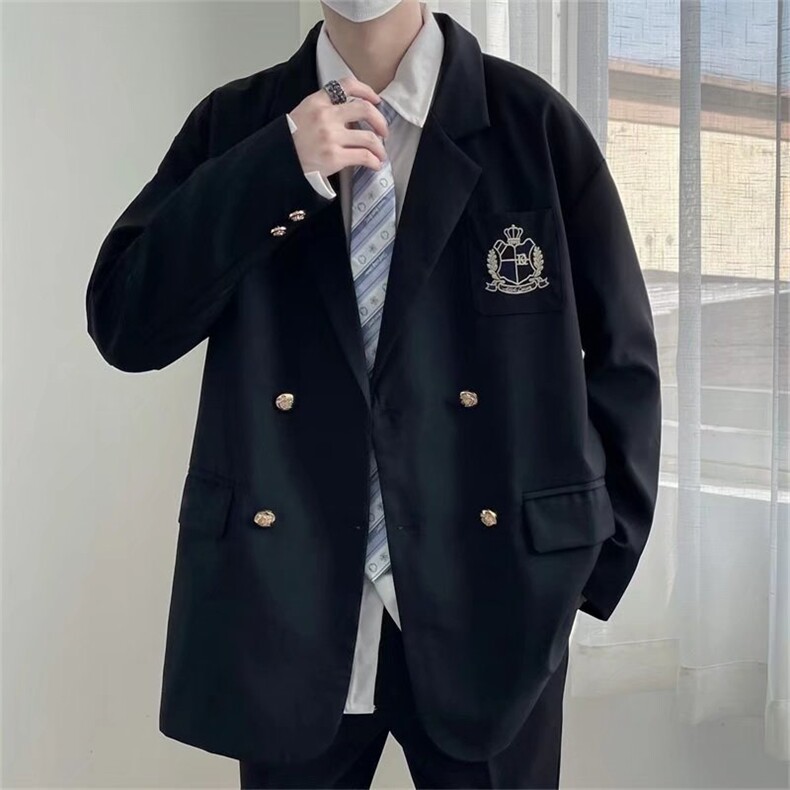 学院风西服潮男休闲ins制服小西装韩版2024春季宽松班服W5668-P55,男装西服,星座412-3
