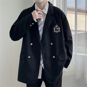 学院风西服潮男休闲ins制服小西装韩版2024春季宽松班服W5668-P55