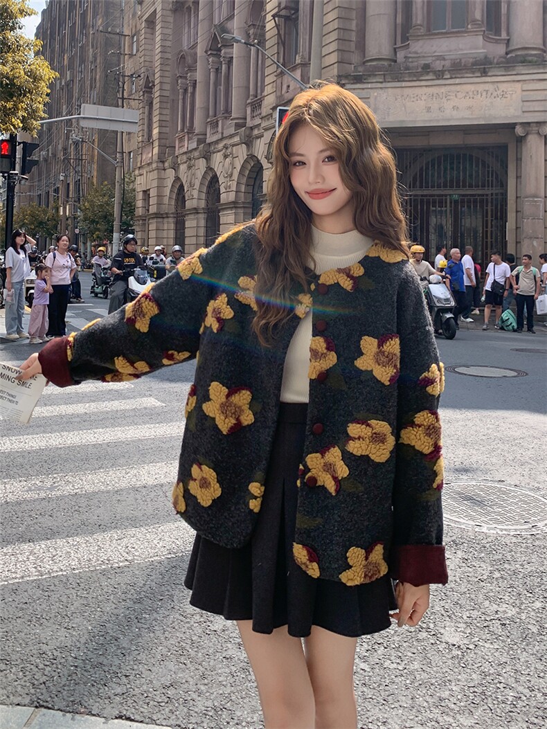 2025年冬季新款印花加厚摇粒绒羊羔毛外套2558款P180-K268,女装羊羔毛/颗粒绒,浙宝301