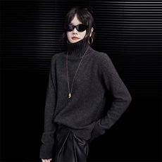 2025年秋季时尚百搭通勤简约休闲高领打底衫，女装针织衫/毛衣，百纯羊绒