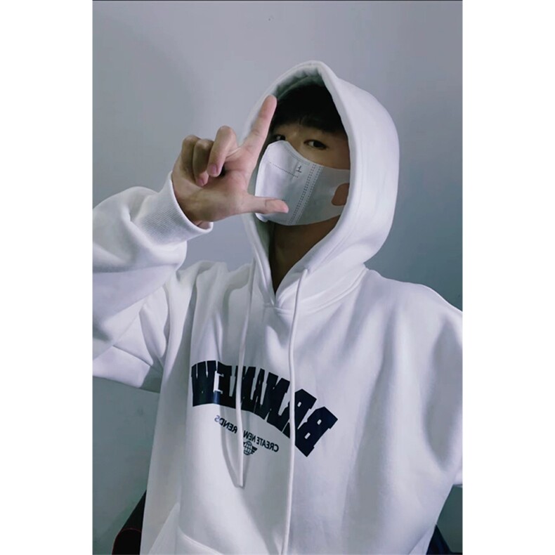 抖音得物 高品质印花连帽卫衣 秋冬装美式宽松连帽纯色卫衣ADL102图片