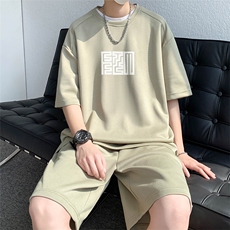 280g重磅短袖短裤套装男夏季潮牌两件套A418P65，男装牛仔裤，电商A309