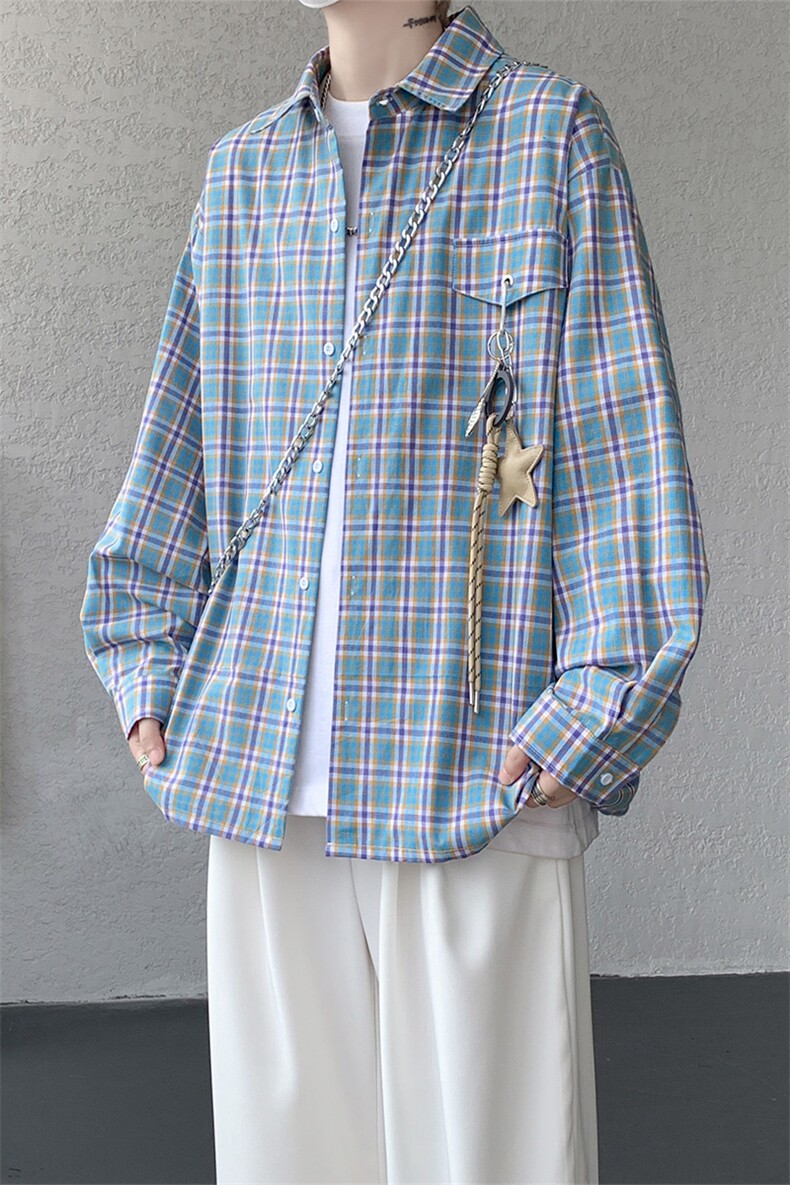 （带配件）CS1158-特批45控88秋季新款男女格子短袖大码男衬衫,男装T恤,电商A059