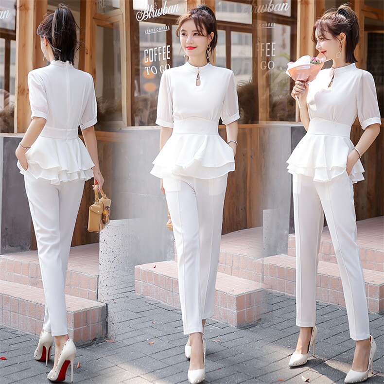2022年夏季新款时尚气质优雅纯色显瘦两件套裤，女装套装/套裙，火爆靓佳人