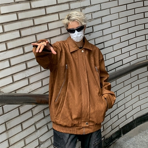 美式潮牌重磅皮衣机车外套复古oversize设计感小众男夹克图片