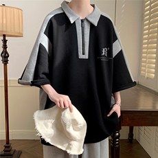 港风新款夏季翻领印花百搭时尚潮流宽松短袖T恤DT6326P45控68，男装T恤，电商A268A