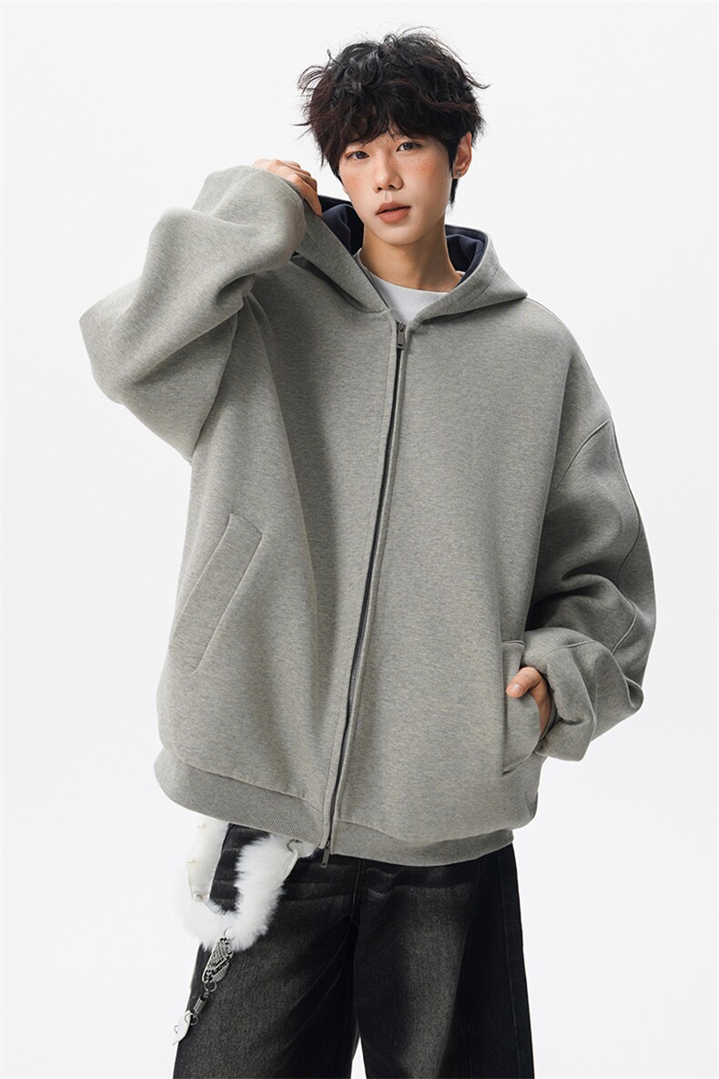 8XL-M500克潮牌百搭卫衣男美式情侣连帽撞色休闲廓形外套WY33P68,女装短外套,电商D206-1