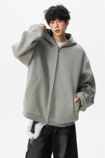 8XL-M500克潮牌百搭卫衣男美式情侣连帽撞色休闲廓形外套WY33P68，女装短外套，电商D206-1