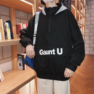 D06 秋港风卫衣男连帽套头韩版潮流学生情侣衣服潮牌外套ins夹克图片