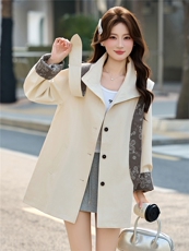 风衣女2026春装新款时尚气质印花连帽小个子短款外套，女装风衣，天丝秀