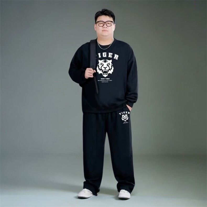 新款加绒男士休闲运动套装男潮胖子卫衣宽松长裤套装加肥加大,男装休闲套装,星座1210-1