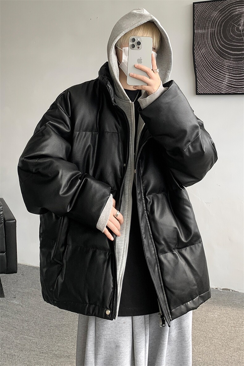 8XL-M高品质！！特大码羽绒服假两件皮棉袄连帽羽绒服YRFC02P190,男装羽绒服,电商D206-1