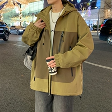春季新款男士连帽冲锋衣外套款美式休闲工装夹克JK129-P88，男装夹克，星座308B-2