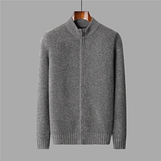 2025秋冬百搭时尚简约加厚玉米粒拉链开衫针织衫，男装羊绒套衫，盛欣羊绒