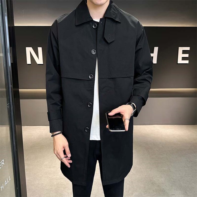 高端简约百搭中长款宽松休闲风衣XZ402-2P118控158-FY2161货足，男装风衣，星座402-2