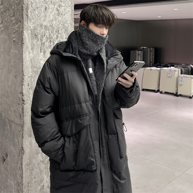 羽绒服男冬季新款港风宽松长款连帽白鸭绒外套YR928-P180(控价208,男装羽绒服,星座214-3